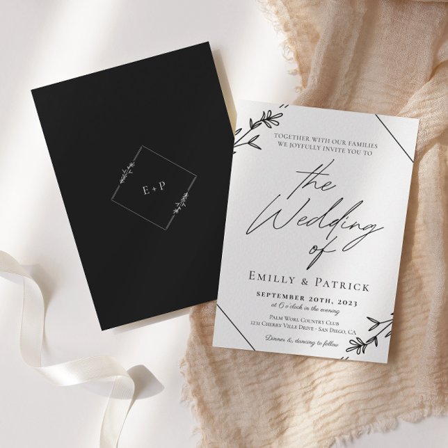 Modern Minimalist Black and White Wedding Classic  Invitation (Creator Uploaded)