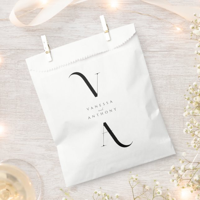 Modern Minimalist Black and White Wedding Favour Bags (Clipped)