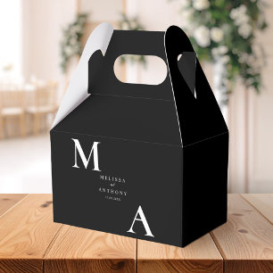 Modern Minimalist Black and White Wedding Favour Box