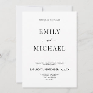 Modern Minimalist Black and White Wedding Invitation