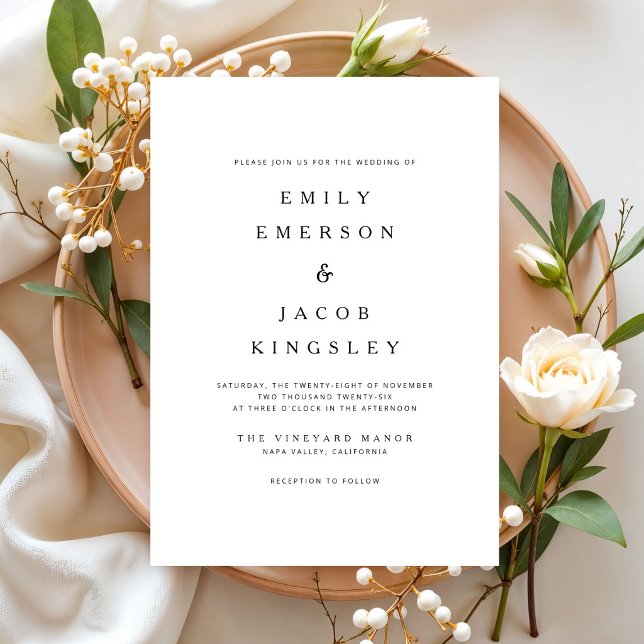 Modern Minimalist Black And White Wedding  Invitation (Modern Minimalist Black And White Wedding Invitation)