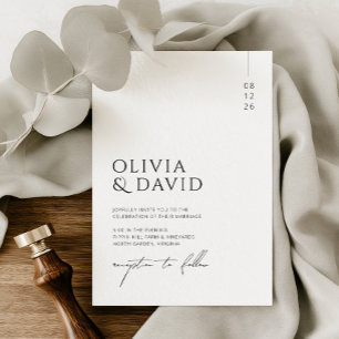 Modern Minimalist Black and White Wedding Invitation