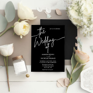Modern Minimalist Black and White Wedding Invitation