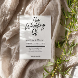 Modern Minimalist Black and White Wedding Invitation