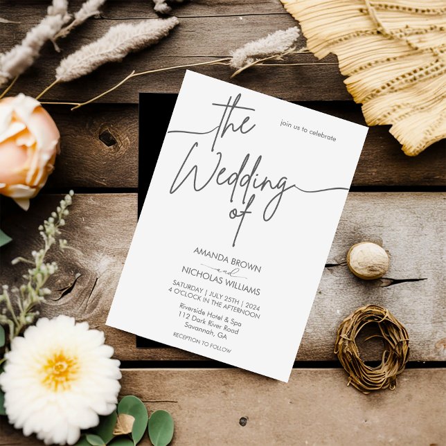Modern Minimalist Black and White Wedding Invitation (Creator Uploaded)