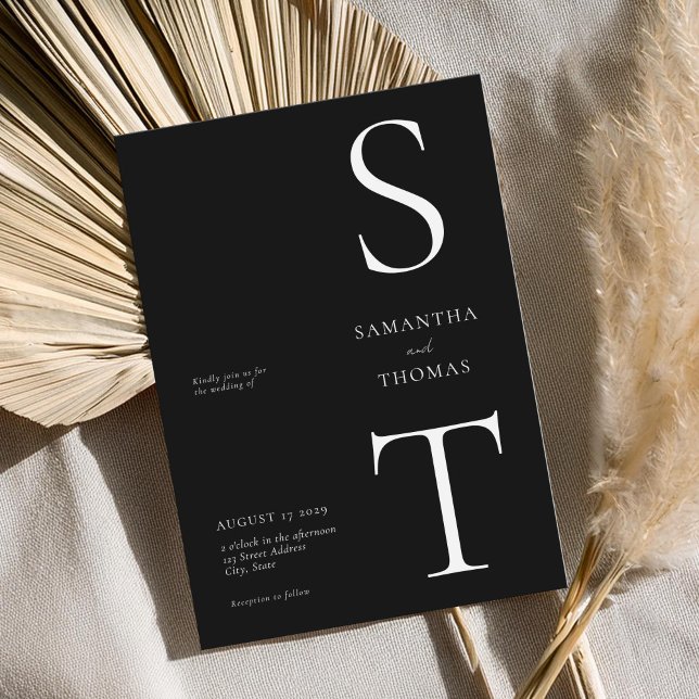 Modern Minimalist Black and White Wedding Invitation (Creator Uploaded)