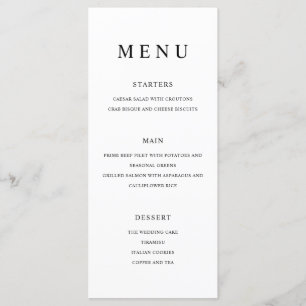 Modern Minimalist Black and White Wedding Menu
