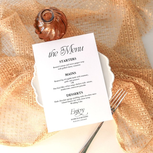 Modern Minimalist Black and White Wedding Menu (Creator Uploaded)