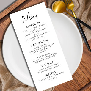 Modern Minimalist Black and White Wedding Menu