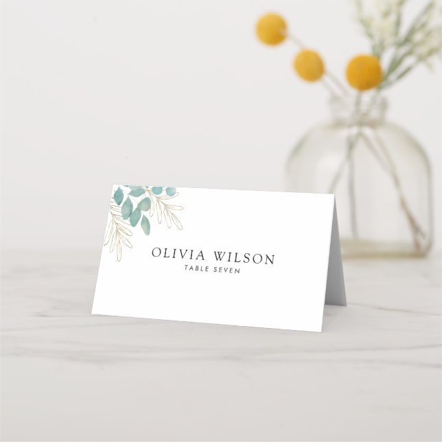 Modern Minimalist Black and White Wedding Place Card (Front)