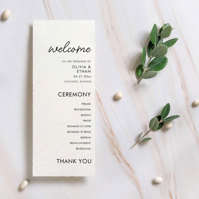 Modern Minimalist Black and White Wedding Programme (Creator Uploaded)