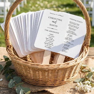 Modern Minimalist Black and White Wedding Programs Hand Fan