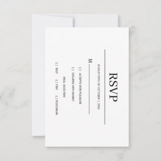 Modern Minimalist Black and White Wedding RSVP Car Card