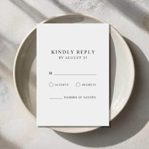 Modern Minimalist Black and White Wedding  RSVP Card
