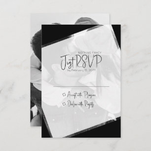 Modern Minimalist Black and White Wedding RSVP Card