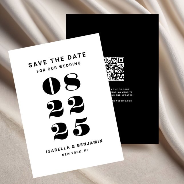 Modern Minimalist Black And White Wedding Save The Date (Modern Minimalist Black And White Wedding Save The Date)