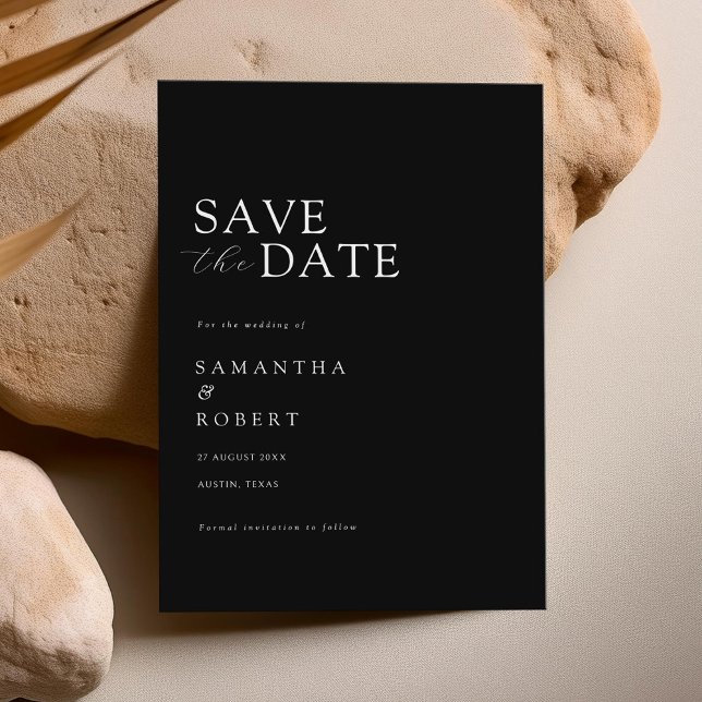 Modern Minimalist Black and White Wedding Save The Date (Creator Uploaded)
