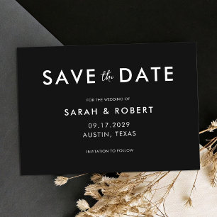 Modern Minimalist Black and White Wedding Save The Date