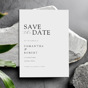 Modern Minimalist Black and White Wedding Save The Date