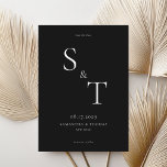 Modern Minimalist Black and White Wedding Save The Date<br><div class="desc">Modern wedding save the date card featuring minimalist monogram typography and in black and white colour. Personalise text with all the details of your special day.</div>