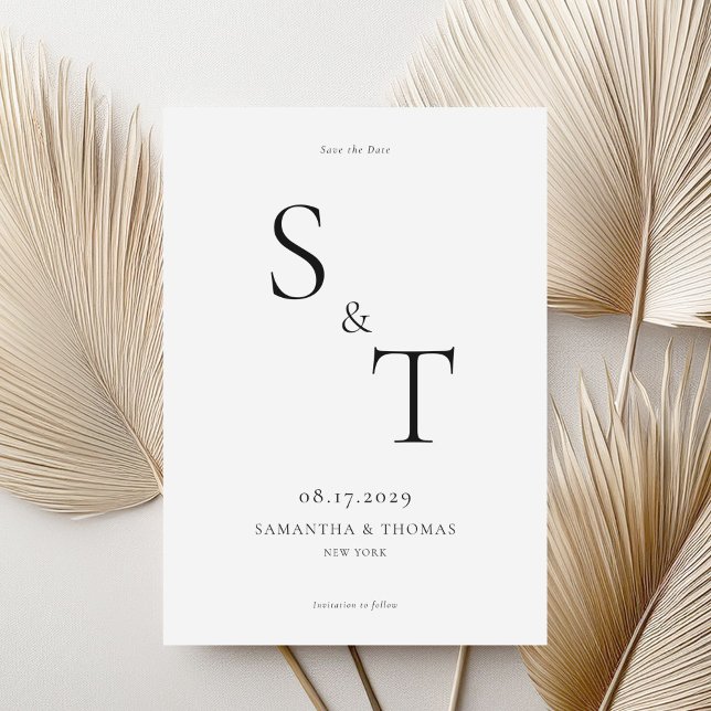 Modern Minimalist Black and White Wedding Save The Date (Creator Uploaded)