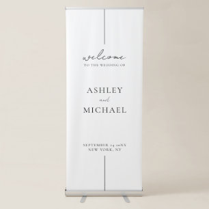 Modern Minimalist Black and White Welcome Wedding Retractable Banner