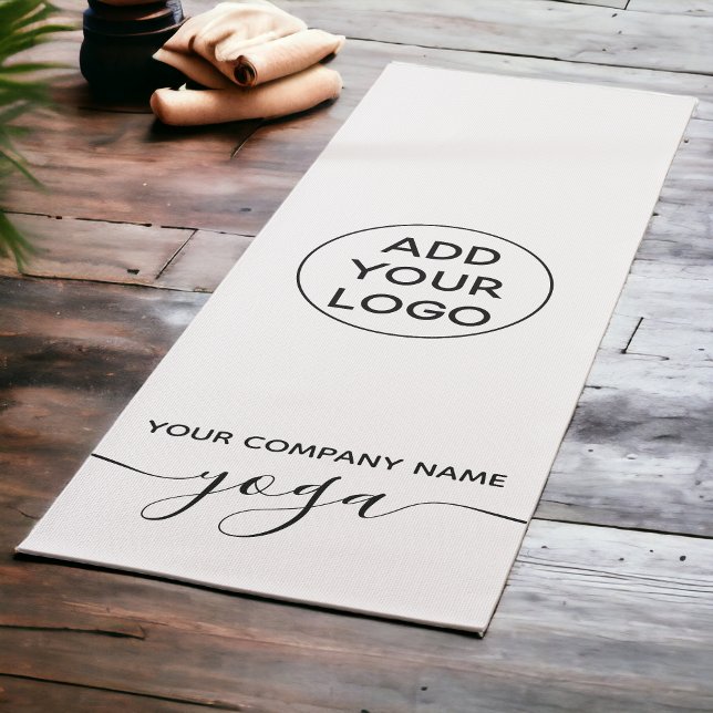modern minimalist black and white yoga logo yoga mat (modern minimalist black and white yoga logo yoga mat)