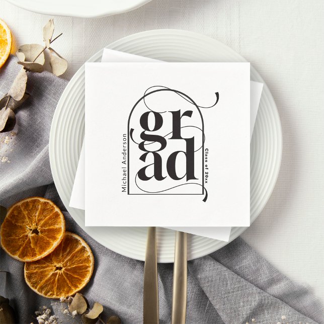 Modern Minimalist Black Arch Bold Graduation Napkin (Creator Uploaded)
