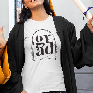 Modern Minimalist Black Arch Bold Graduation T-Shirt