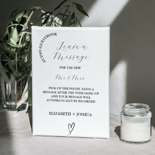 Modern Minimalist Black Audio Guestbook Sign