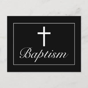 Modern Minimalist Black Baby Baptism Announcement Postcard