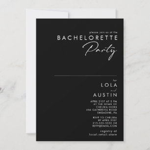 Modern Minimalist Black Bachelorette Party Invitation