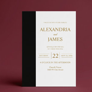 Modern Minimalist Black Bar Wedding Invitation