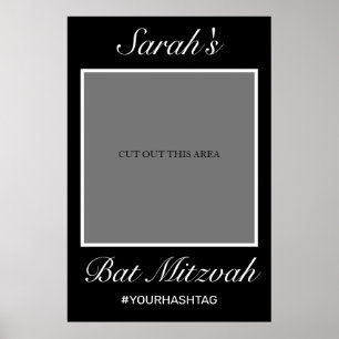 Modern Minimalist Black Bat Mitzvah Photo Prop Poster