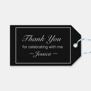 Modern Minimalist Black Birthday Thank You Favour Gift Tags