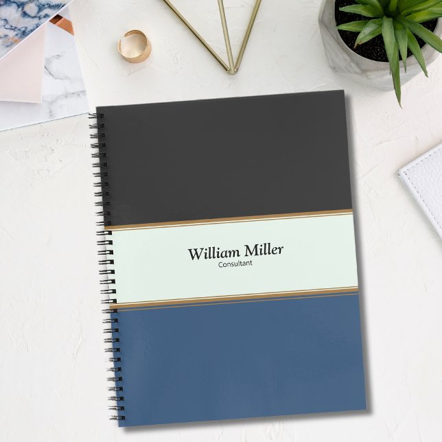 Modern Minimalist Black Blue Stripes Notebook (Creator Uploaded)
