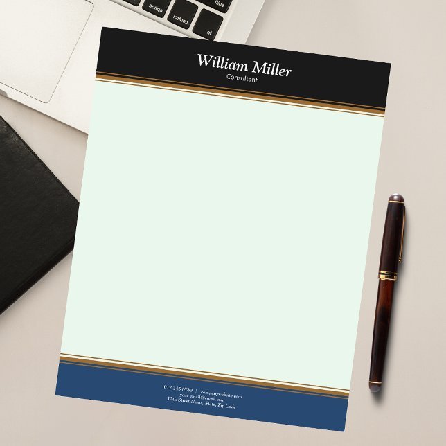 Modern Minimalist Black Blue Stripes Notepad (Creator Uploaded)