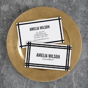 Modern Minimalist Black Bold Borders and White Business Card