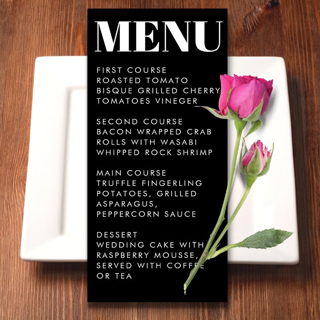 Modern Minimalist Black Bold Typography Wedding Menu (Creator Uploaded)
