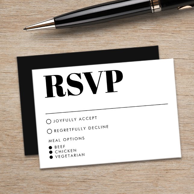 Modern Minimalist Black Bold Typography Wedding RSVP Card (Creator Uploaded)