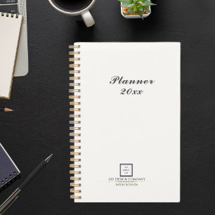 Modern Minimalist Black Border Logo Business Planner