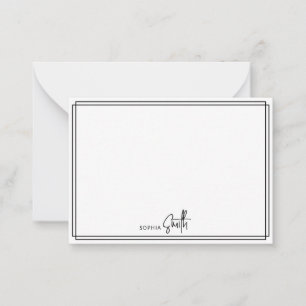 Modern Minimalist Black Borderred Stylish Script Card