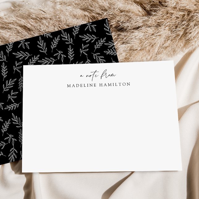 Modern Minimalist Black Botanical Personalised Card (Creator Uploaded)