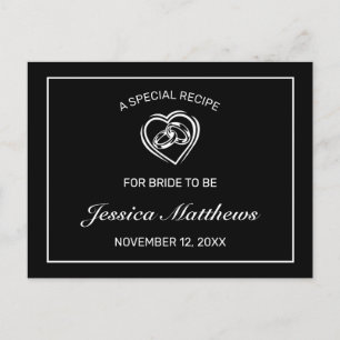 Modern Minimalist Black Bridal Shower Recipe Card