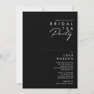 Modern Minimalist   Black Bridal Tea Party Invitation