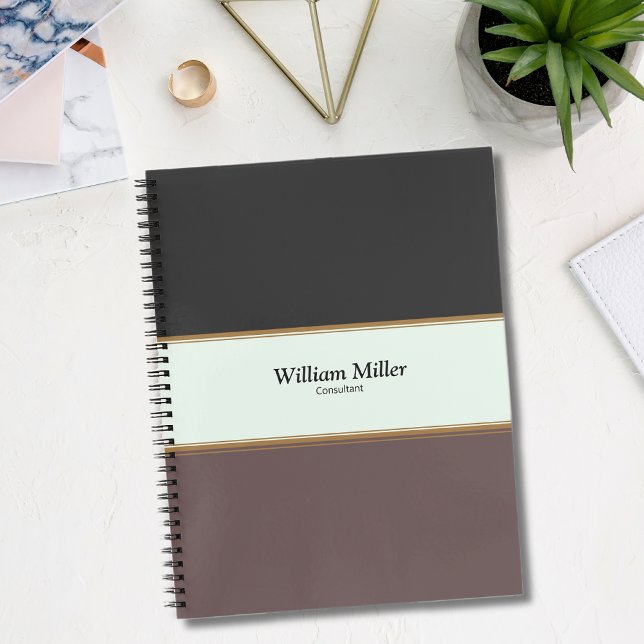 Modern Minimalist Black Brown Stripes Notebook (Creator Uploaded)