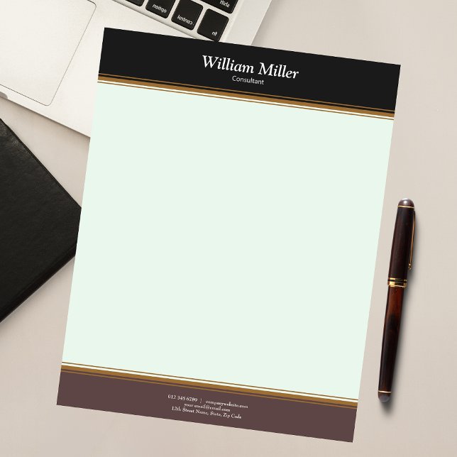 Modern Minimalist Black Brown Stripes Notepad (Creator Uploaded)