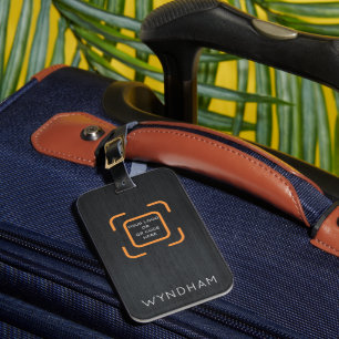 Modern Minimalist Black Brushed Personalised Logo Luggage Tag