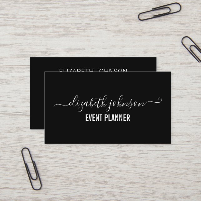 Modern Minimalist Black Business Card (Front/Back In Situ)