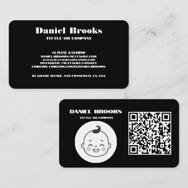 Modern Minimalist Black Business Card (Front/Back)